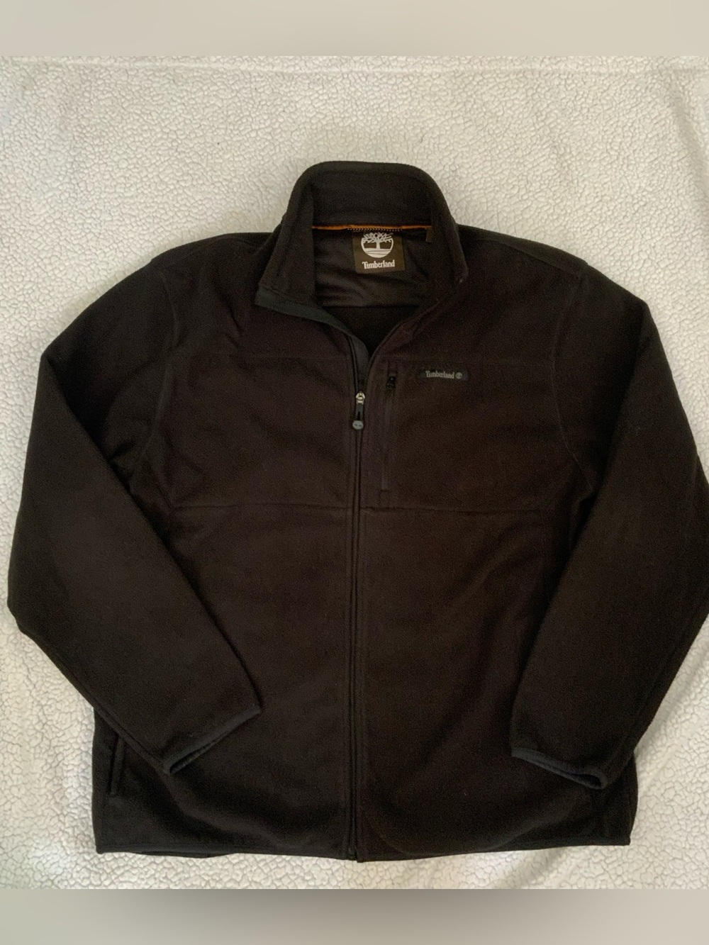 Timberland Men’s Large Full Zip Fleece Jacket Black Zip Pockets Fall Winter Cozy